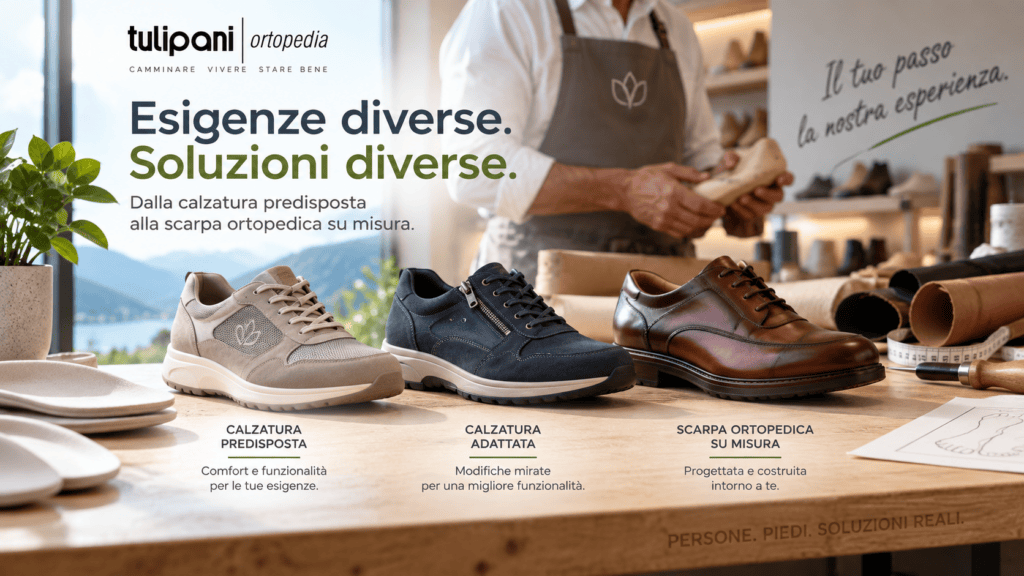 Calzatura predisposta, adattata e scarpa ortopedica su misura